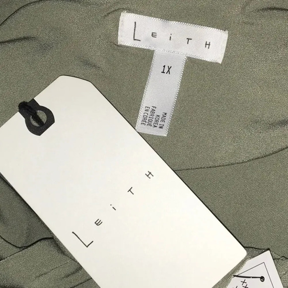 Leith Square Neck Tank Top Tee Green Solid Shirt - Picture 6 of 6